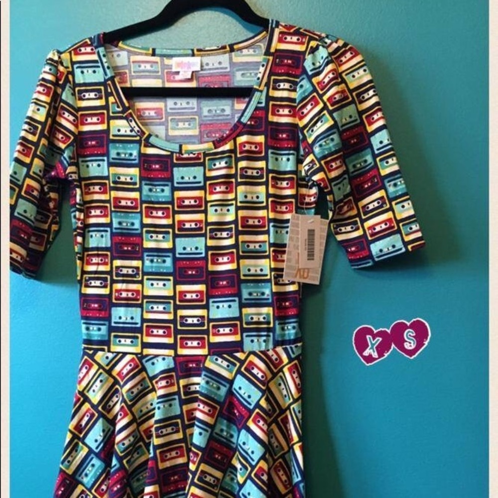 LuLaRoe XS Cassette Tapes Nicole Dress